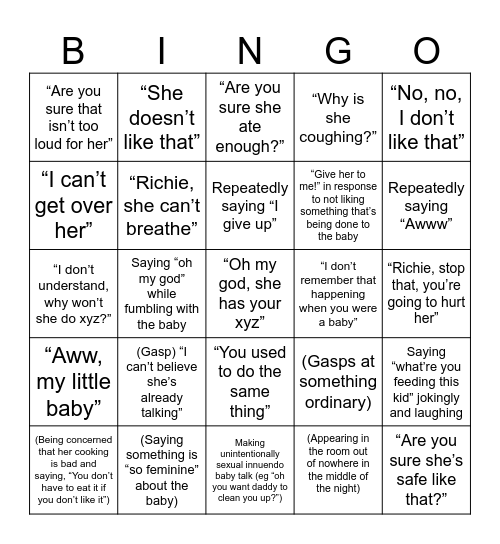 PAM MOM Bingo Card