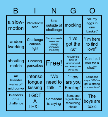LOVE ISLAND Bingo Card