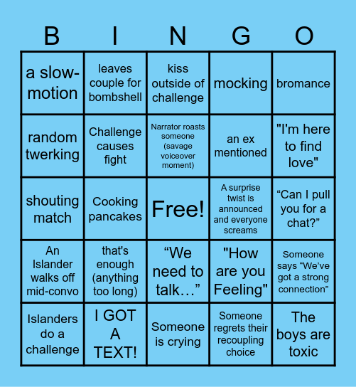 LOVE ISLAND #1 Bingo Card