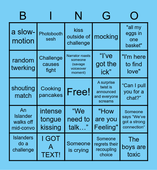 LOVE ISLAND Bingo Card