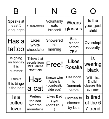 C1 Adults ESL Bingo Card