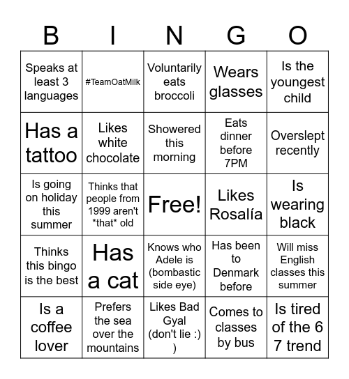 C1 Adults ESL Bingo Card