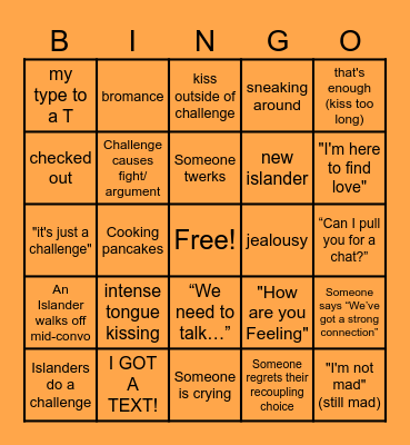 LOVE ISLAND Bingo Card
