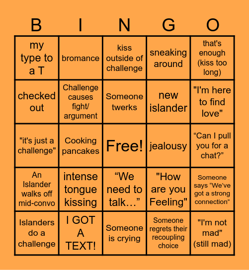LOVE ISLAND Bingo Card