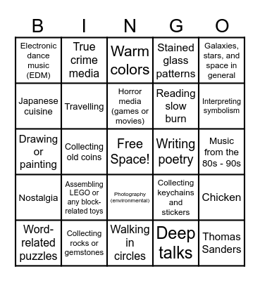 How Many Interests/Likes Do You Share With Muller Bingo Card
