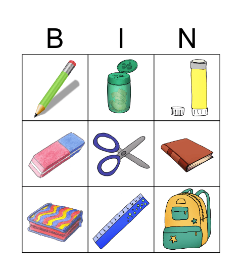School things Bingo Card