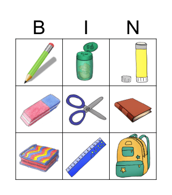School things Bingo Card