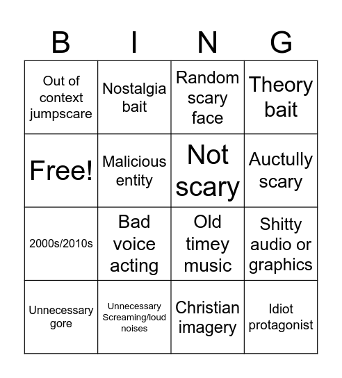 Bad ARG Bingo Card