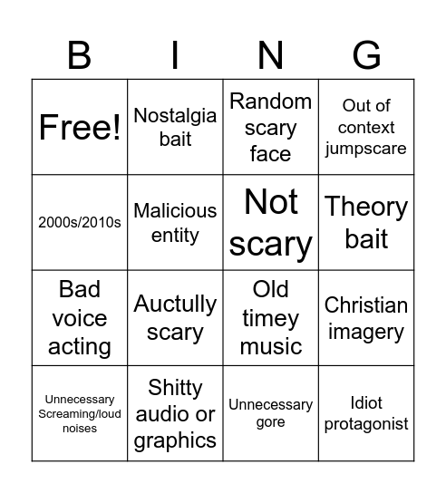 Bad ARG Bingo Card