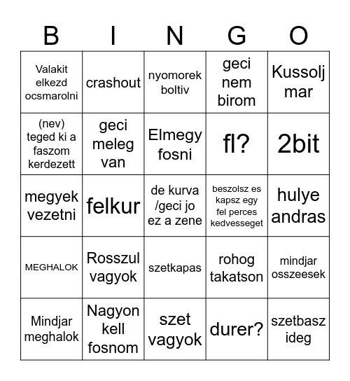 Szilard Bingo Card