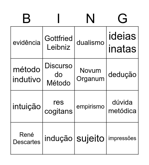 Filosofia Moderna Bingo Card