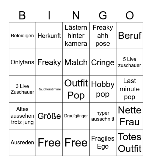 Pop the Balloon Bingo Card