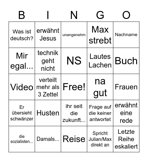 EHRLERHTZ BINGÜ Bingo Card