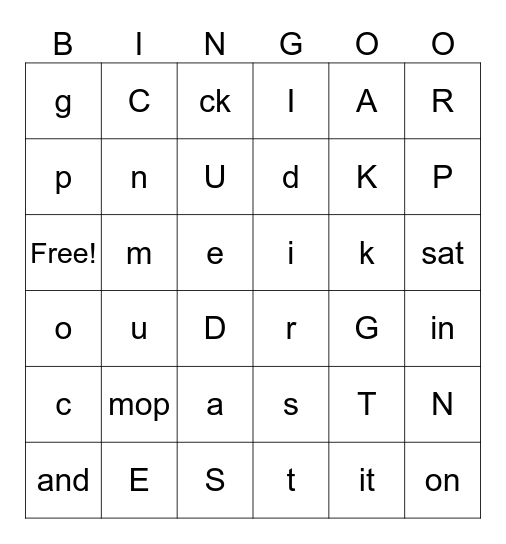 Sounds Bingo Card