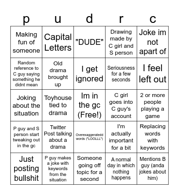 The Useless GC Bingo Card