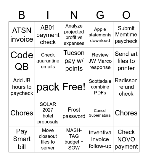 Untitled Bingo Card