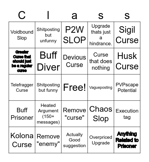 Nullscape Bingo Card
