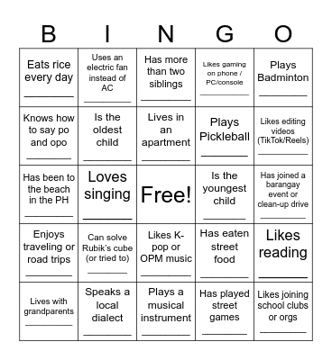 First Day of School Bingo Card