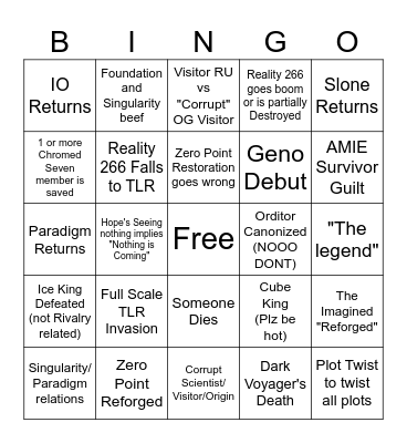 Fortnite Chapter 7 Lore/Story Bingo Card