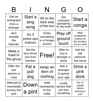 303 BUS TRIP BINGO Card