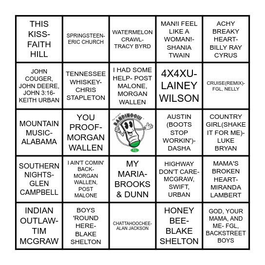 BOOT SCOOTIN BANDINGO Bingo Card