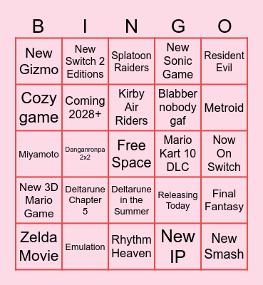 Nintendo Direct 2026.06.09 Bingo Card
