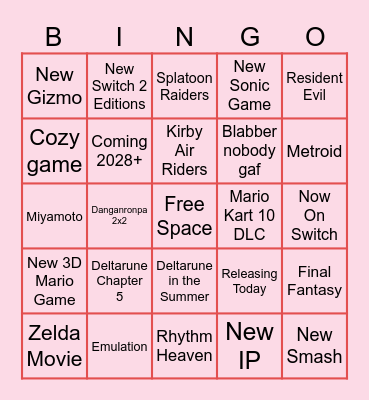 Nintendo Direct 2026.06.09 Bingo Card