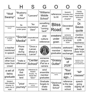 LHS Graduation BINGO Card