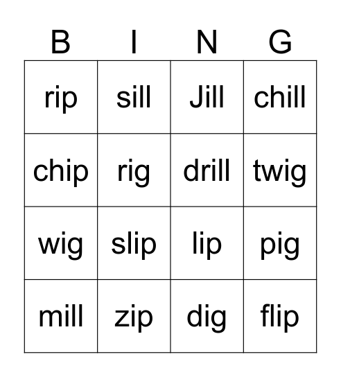 LN 11 Bingo Card