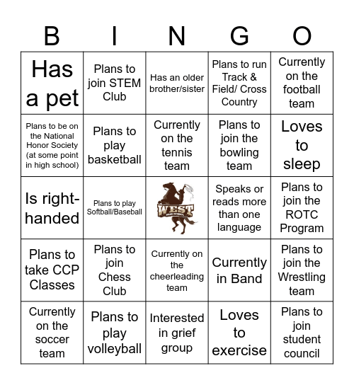 Freshman Bingo Card