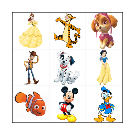 Disney Bingokaart van: _____________ Bingo Card