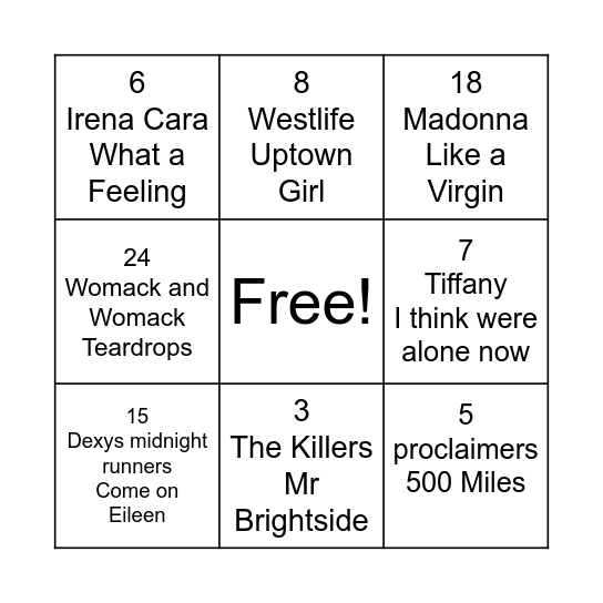 small round 1 Bingo Card