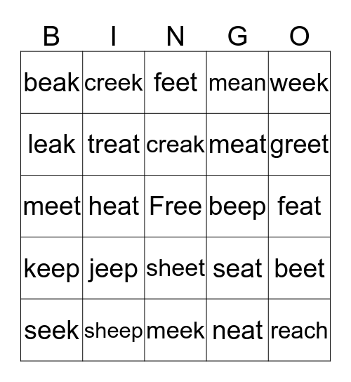 r controlled vowels Bingo Card