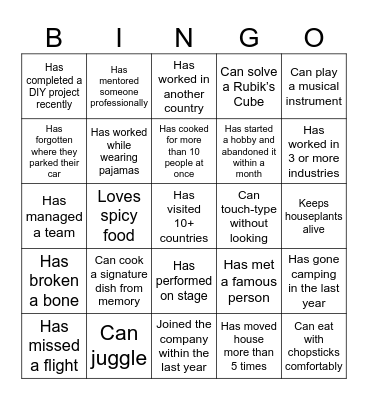 Treeline Bingo Card