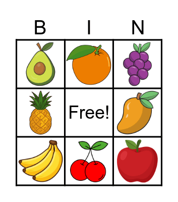 FRUIT BINGO Card