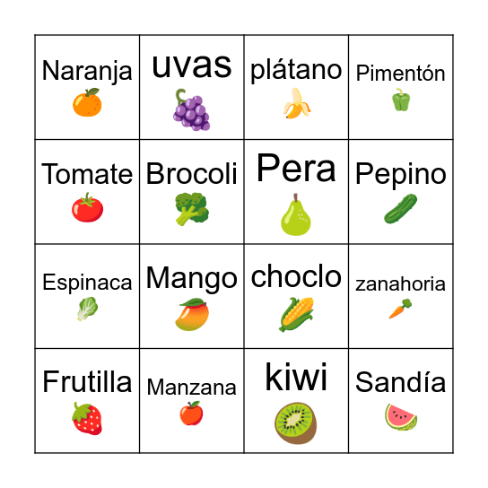 Bingo saludable Bingo Card