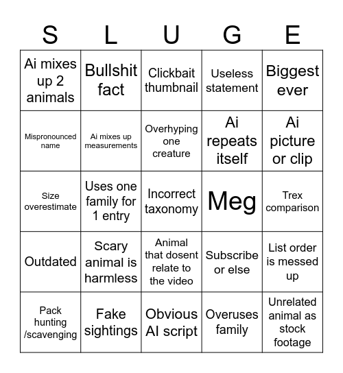 AI Dinosaur Bingo Card