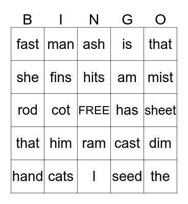 Word We Know Bingo Card