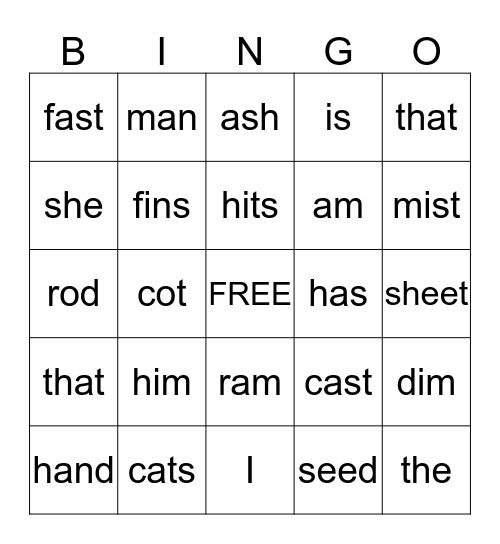 Word We Know Bingo Card