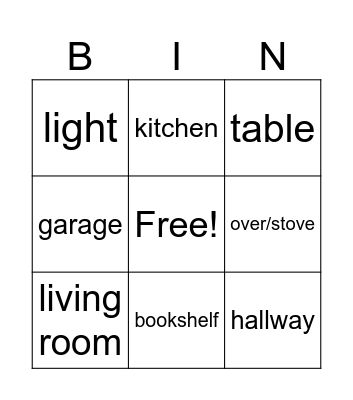 Literacy+ room vocabulary Bingo Card