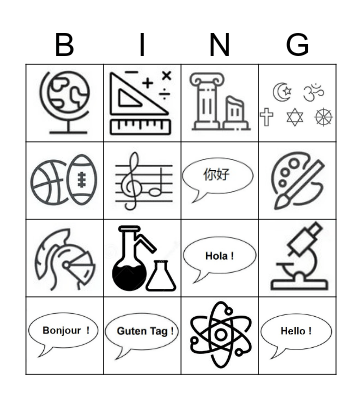 SCHOOL SUBJECTS Bingo Card