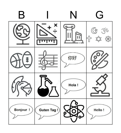 SCHOOL SUBJECTS Bingo Card