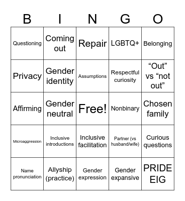 Bingo and Belonging: Pride Month Bingo Card