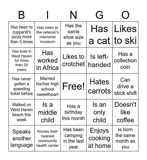 Employee Engagement Bingo Card