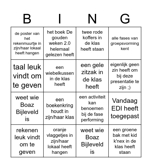 Zoek iemand die... Bingo Card