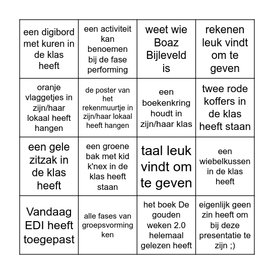 Zoek iemand die... Bingo Card