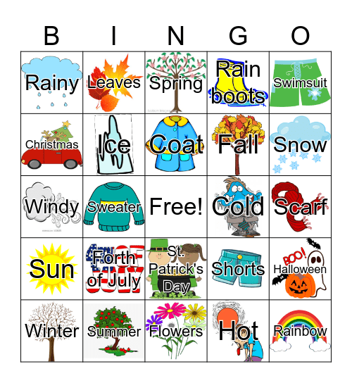 Seasons Bingo Card