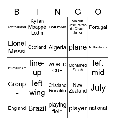 WORLD CUP 2026!!! Bingo Card
