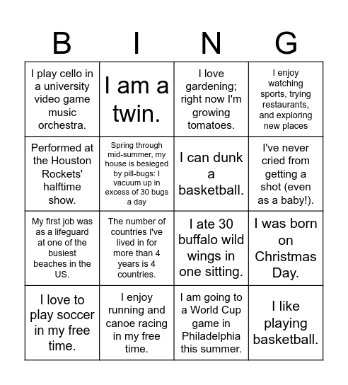 Untitled Bingo Card
