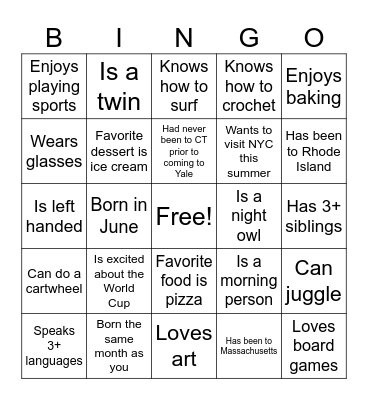 Summer Bingo Card